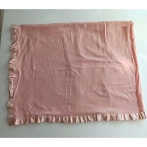 Wool North Star Baby Blanket Satin Trim Pastel Pink  1940s 67x86 Moth Proofed